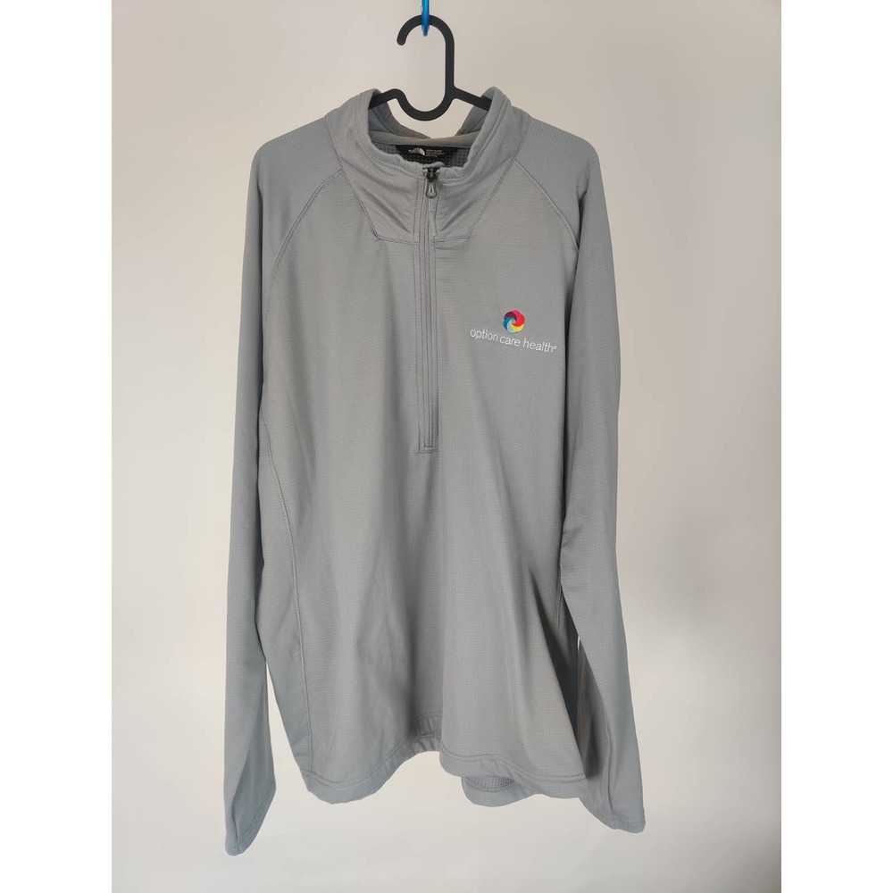 (V) THE NORTH FACE Polartec Fleece Mens XXL 1/2 Zip Base Mid Layer Jacket Grey